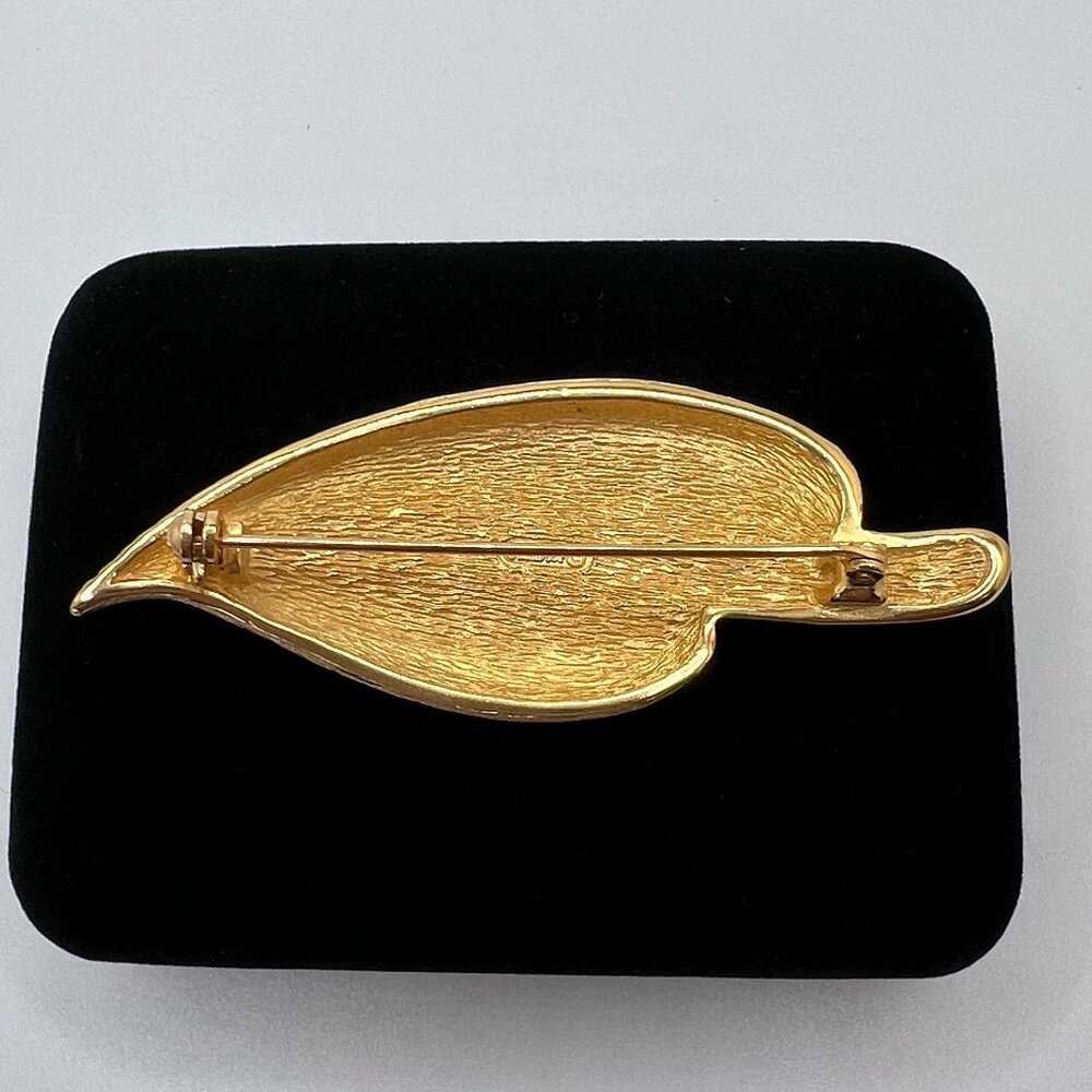 Christian Dior Brushed Gold Leaf Brooch - Picture 4 of 5
